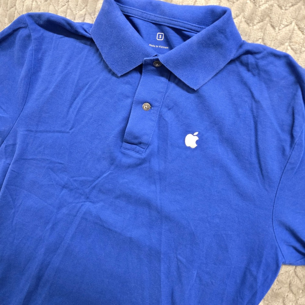 Apple Store Employee Uniform Polo‎ Shirt Mens Small Royal Blue Cotton Vintage